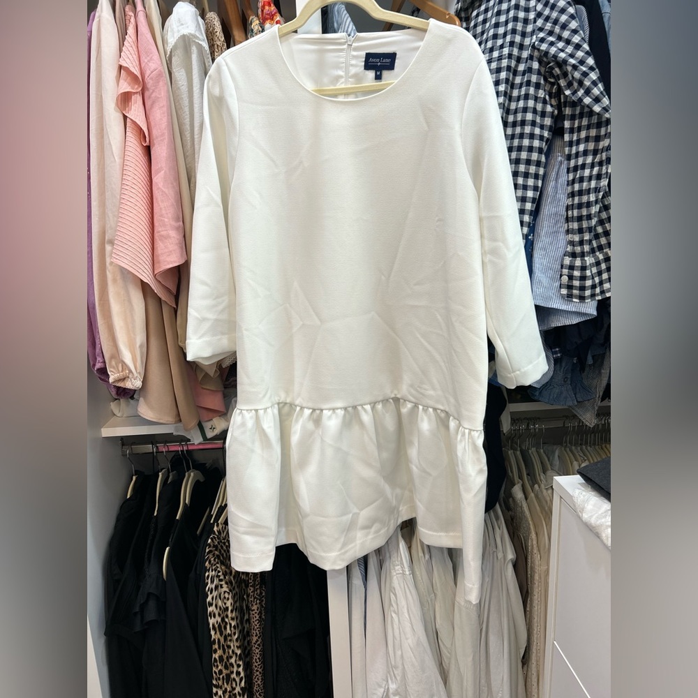 Avon Lane white drop waist ruffle dress